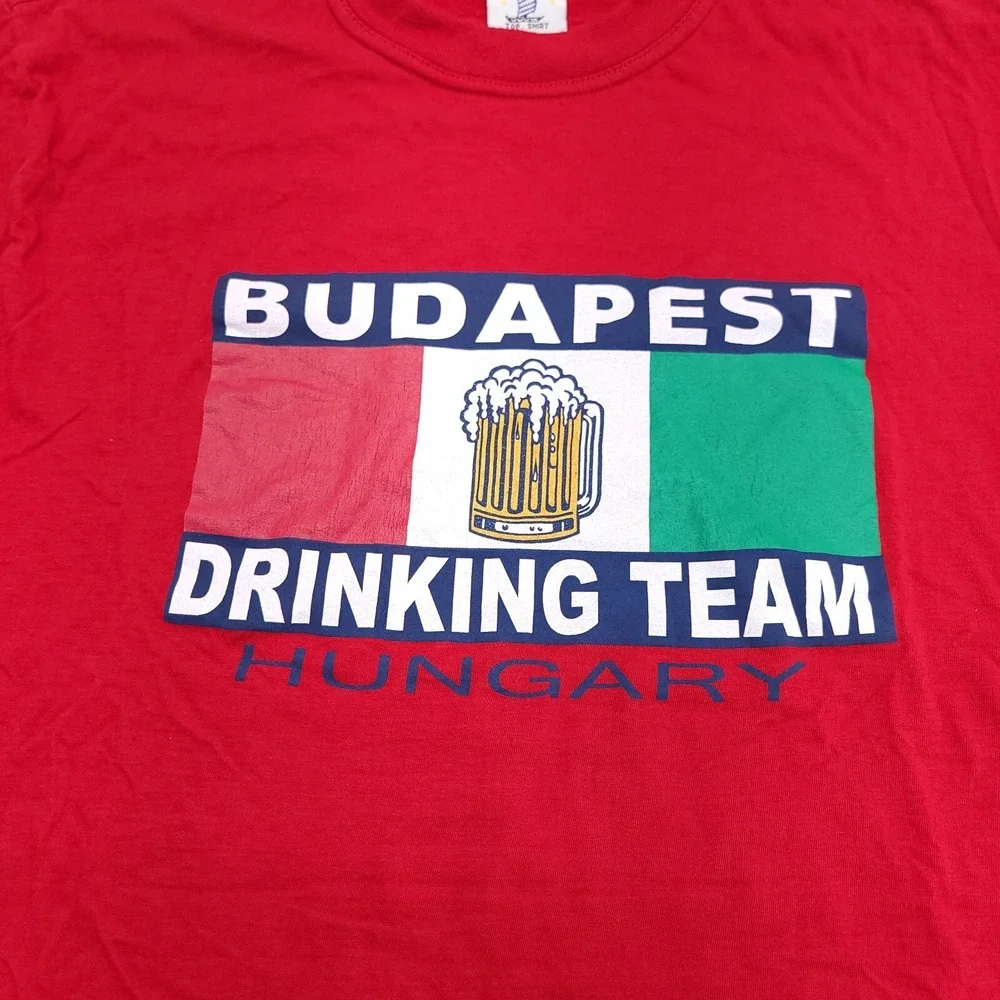 Beer T-Shirt‎ BUDAPEST DRINKING TEAM Hungary Flag Red Sz Large